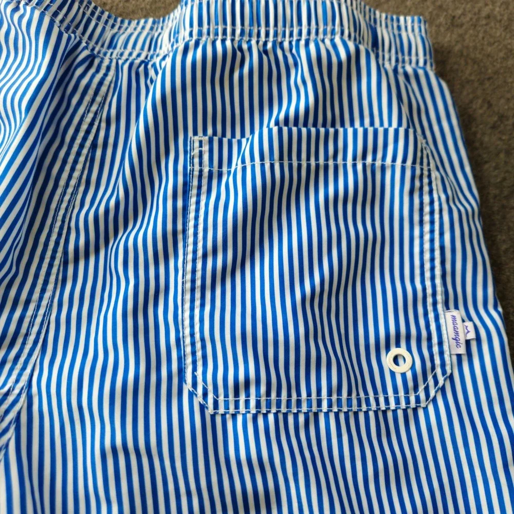 Maamgic Striped Swim Trunks Blue White Mesh Lined Board Shorts XL‎ Preppy Summer